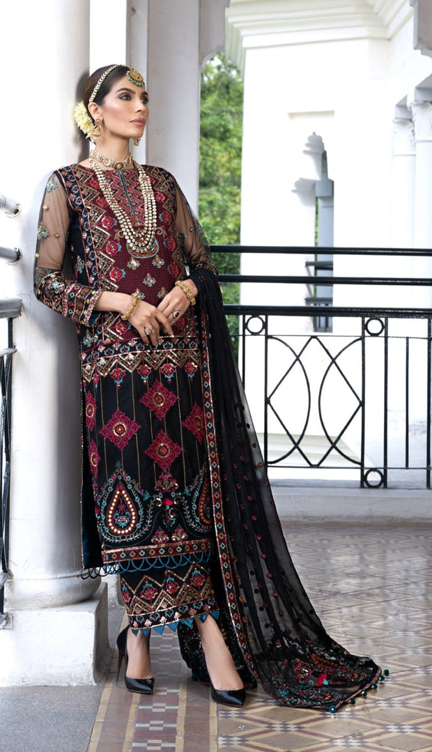 Kameez Trouser Dupatta Black Pakistani Wedding Dress