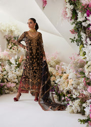 Kameez Trouser and Dupatta Black Pakistani Wedding Dress