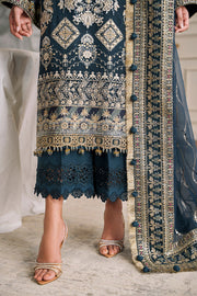 Latest Blue Pakistani Party Dress in Kameez Trouser Style