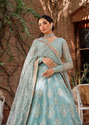 Latest Blue Pakistani Party Dress in Traditional Pishwas Style