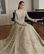 Latest Bridal Wedding Dress in Off Shoulder Gown Dupatta Style