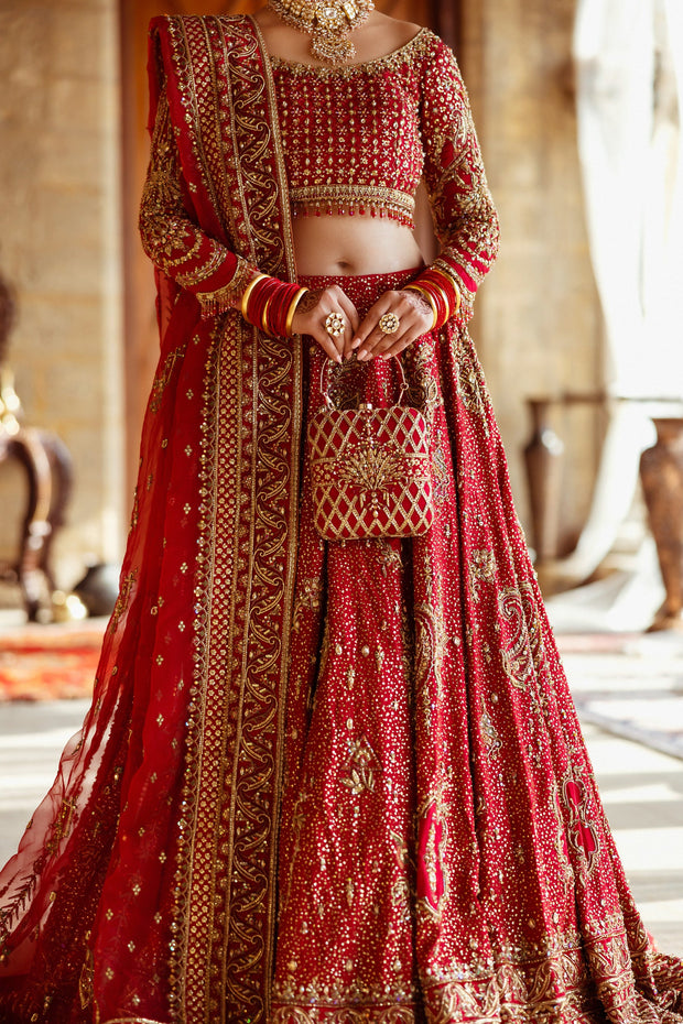 Latest Crimson Red Lehenga Choli Dupatta Bridal Wedding Dress