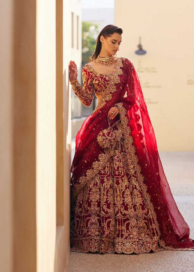 Latest Embellished Choli Lehenga Style Pakistani Bridal Dress