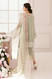 Latest Embroidered Green Pakistani Party Dress in Chiffon