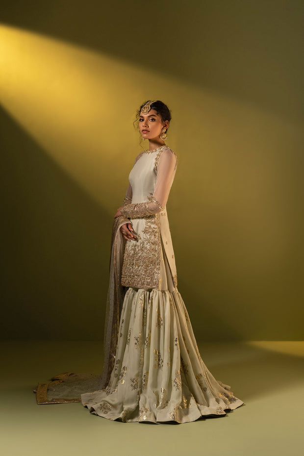 Gharara Kameez Embellished Pakistani Wedding Dress Nameera By Farooq 