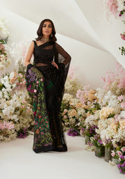 Latest Indian Wedding Dress in Elegant Black Net Saree Style