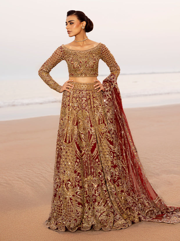 Latest Maroon Red Lehenga Pakistani Bridal Dress in Fremont