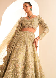 Latest Mint Green Choli Lehenga Dupatta Pakistani Bridal Dress