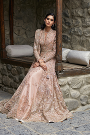 Latest Open Gown Lehenga Dupatta Pink Pakistani Bridal Dress