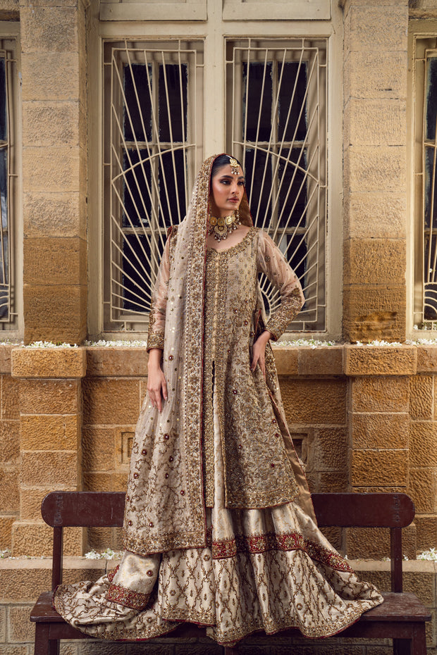 Latest Pakistani Bridal Dress in Farshi Sharara Kameez Style