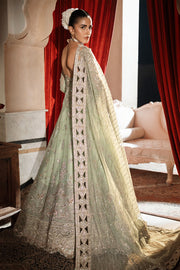 Latest Pakistani Bridal Dress in Green Lehenga Gown Style