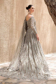 Latest Pakistani Bridal Dress in Grey Gown and Dupatta Style