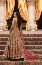 Latest Pakistani Bridal Dress in Open Anarkali Frock Style