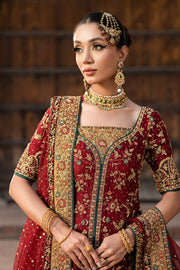 Latest Pakistani Bridal Dress in Open Frock and Lehenga Style