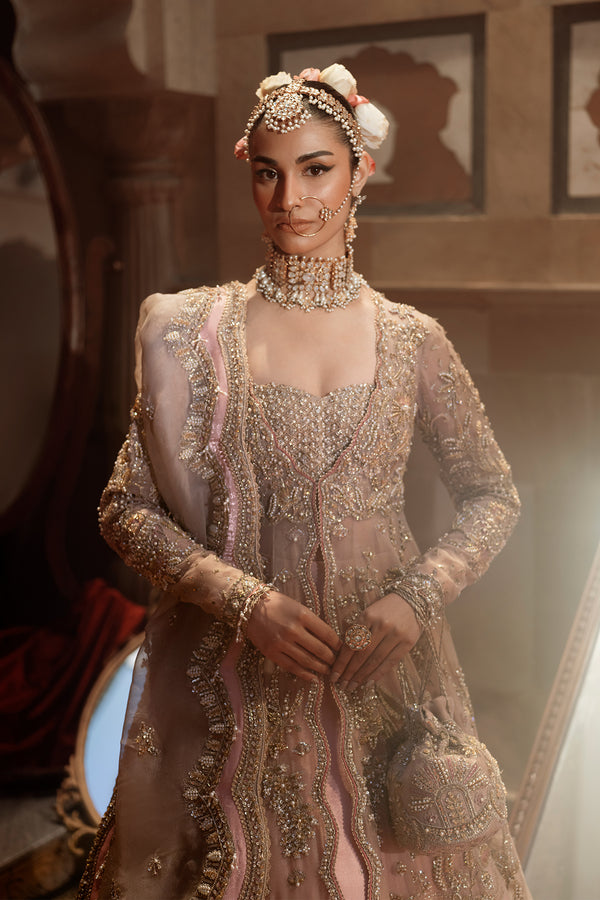 Latest Pakistani Bridal Dress in Open Gown and Lehenga Style