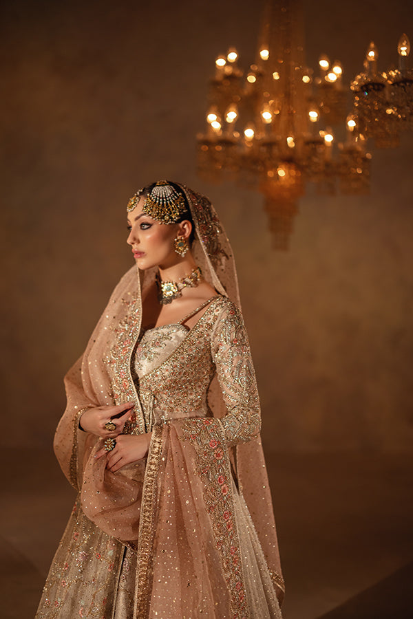 Latest Pakistani Bridal Dress in Pishwas Lehenga Dupatta Style