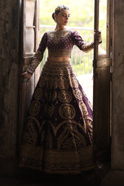 Latest Pakistani Bridal Dress in Purple Choli Lehenga Style