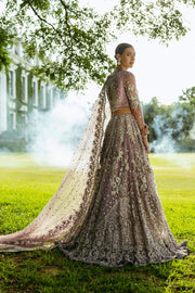 Latest Pakistani Bridal Dress in Purple Lehenga Choli Style