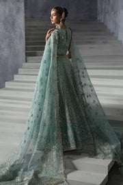 Latest Pakistani Bridal Dress in Turquoise Choli Lehenga Style