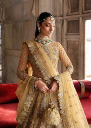 Latest Pakistani Bridal Dress in Yellow Gown Lehenga Style