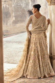 Latest Pakistani Bridal Outfit in Lehenga and Open Gown Style