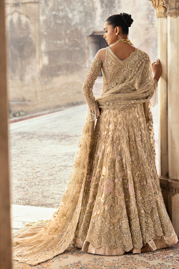 Latest Pakistani Bridal Outfit in Lehenga and Open Gown Style