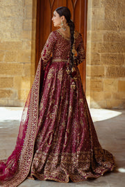 Latest Pakistani Bridal Outfit in Plum Lehenga Choli Style