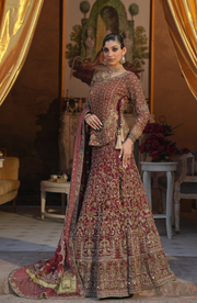 Latest Pakistani Bridal Shirt and Red Lehenga in Mermaid Style