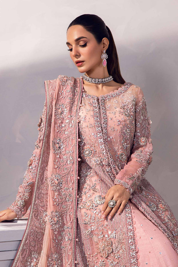 Latest Pakistani Wedding Dress in A-line Kameez Lehenga Style