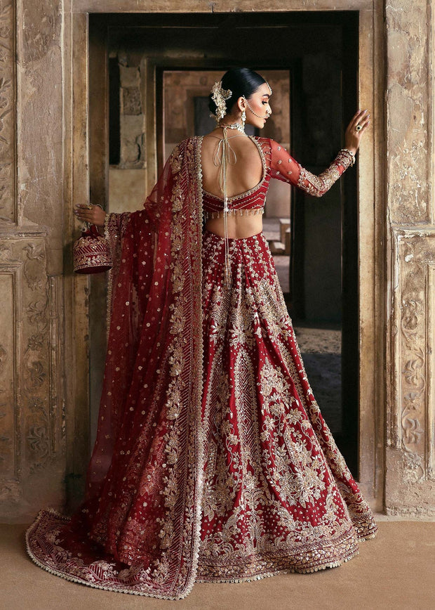 Latest Pakistani Wedding Dress in Bridal Red Lehenga Style