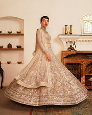 Latest Pakistani Wedding Dress in Chiffon Choli Lehenga Style