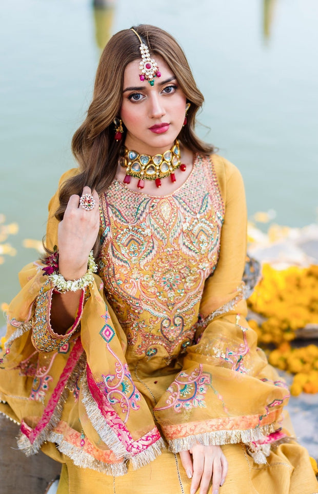 Latest Pakistani Wedding Dress in Frock and Trouser Style