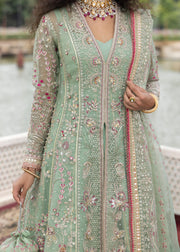 Latest Pakistani Wedding Dress in Green Kameez Sharara Style