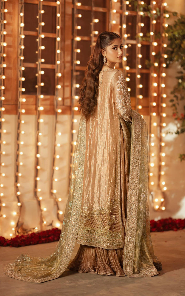 Latest Pakistani Wedding Dress in Kameez and Sharara Style