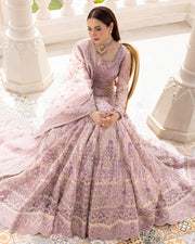 Latest Pakistani Wedding Dress in Lilac Lehenga Choli Style