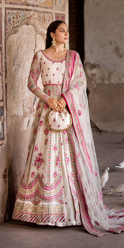 Latest Pakistani Wedding Dress in Open Frock Lehenga Style