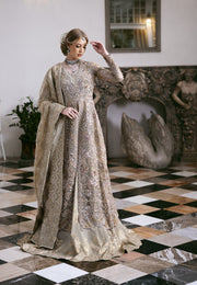 Latest Pakistani Wedding Dress in Open Gown Lehenga Style