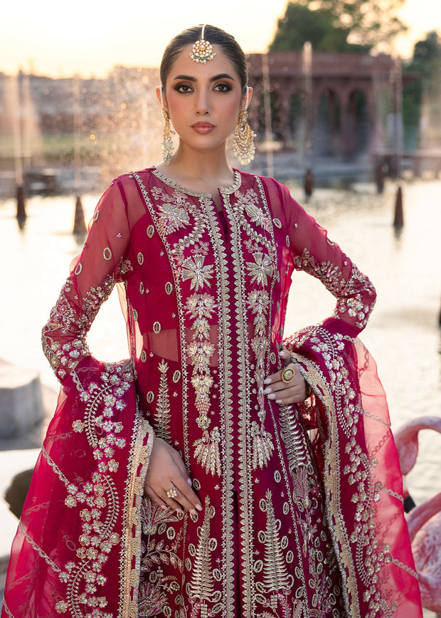 Latest Pakistani Wedding Dress in Open Gown Lehenga Style