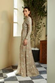 Latest Pakistani Wedding Dress in Open Gown and Sharara Style