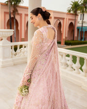 Latest Pakistani Wedding Dress in Pink Pishwas Frock Style