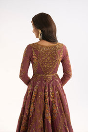 Latest Pakistani Wedding Dress in Purple Anarkali Frock Style