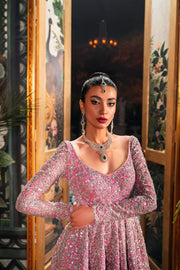 Latest Pink Pakistani Bridal Dress in Pishwas Frock Style