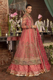 Latest Pink Pakistani Bridal Outfit in Frock Lehenga Style