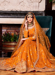 Latest Pishwas Frock Trouser Yellow Pakistani Wedding Dress