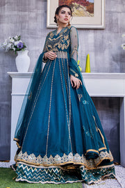 Latest Pishwas Frock and Blue Lehenga Pakistani Wedding Dress