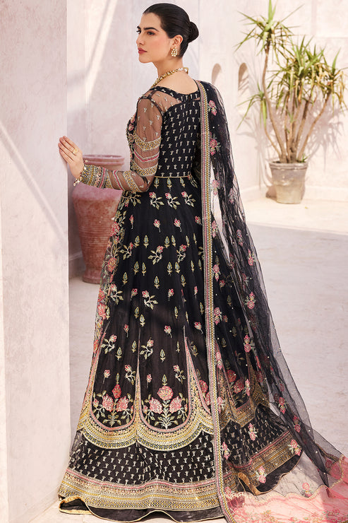 Latest Pishwas Frock and Sharara Black Pakistani Wedding Dress