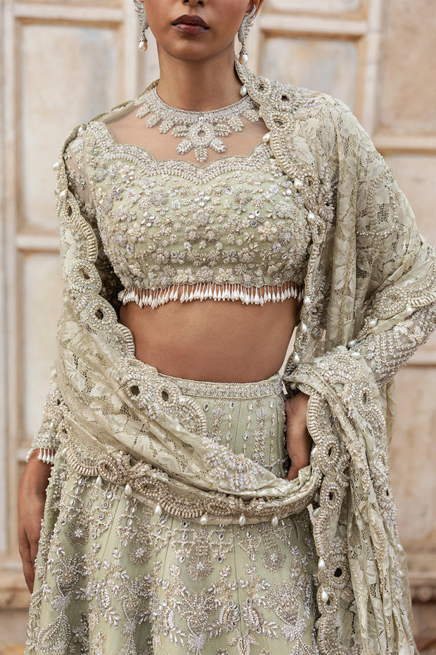 Latest Pistachio Green Lehenga and Choli Bridal Wedding Dress