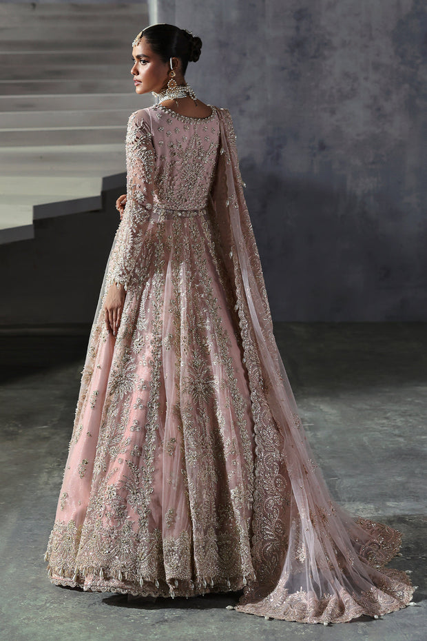 Latest Powder Pink Pakistani Bridal Dress in Pishwas Style