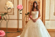 Latest Premium Crystal Embellished Off-White Wedding Gown