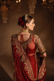 Latest Red Pakistani Bridal Dress in Gharara and Kameez Style